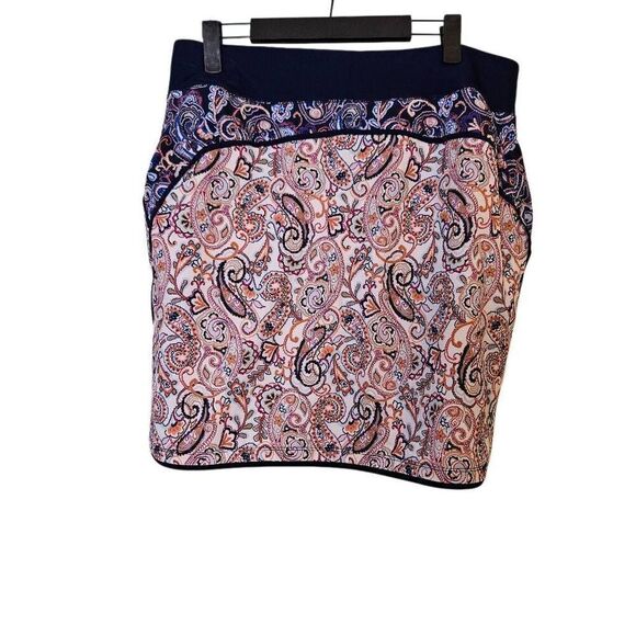 Lands End skort, navy & rust paisley print.  Size 18W.  # 830 - Picture 3 of 6